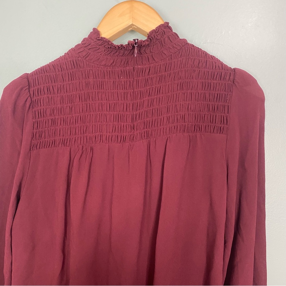 Reformation Brandi Mini Long Sleeve Burgundy Red Maroon Dress Medium Petite - Picture 5 of 9